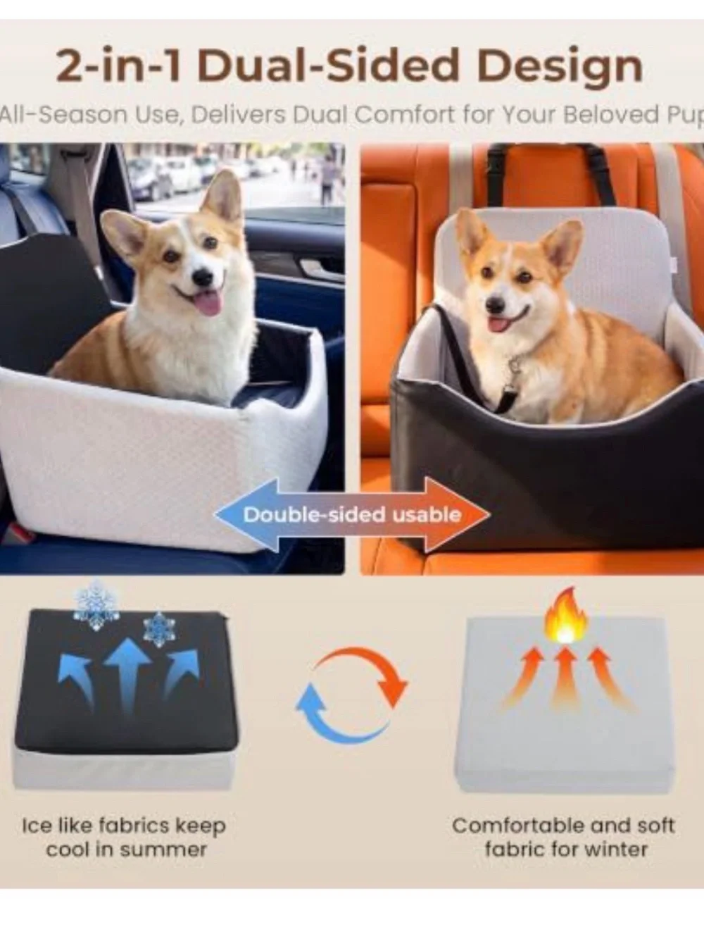 Pet Travel Booster Seat - White Dog Car Seat
